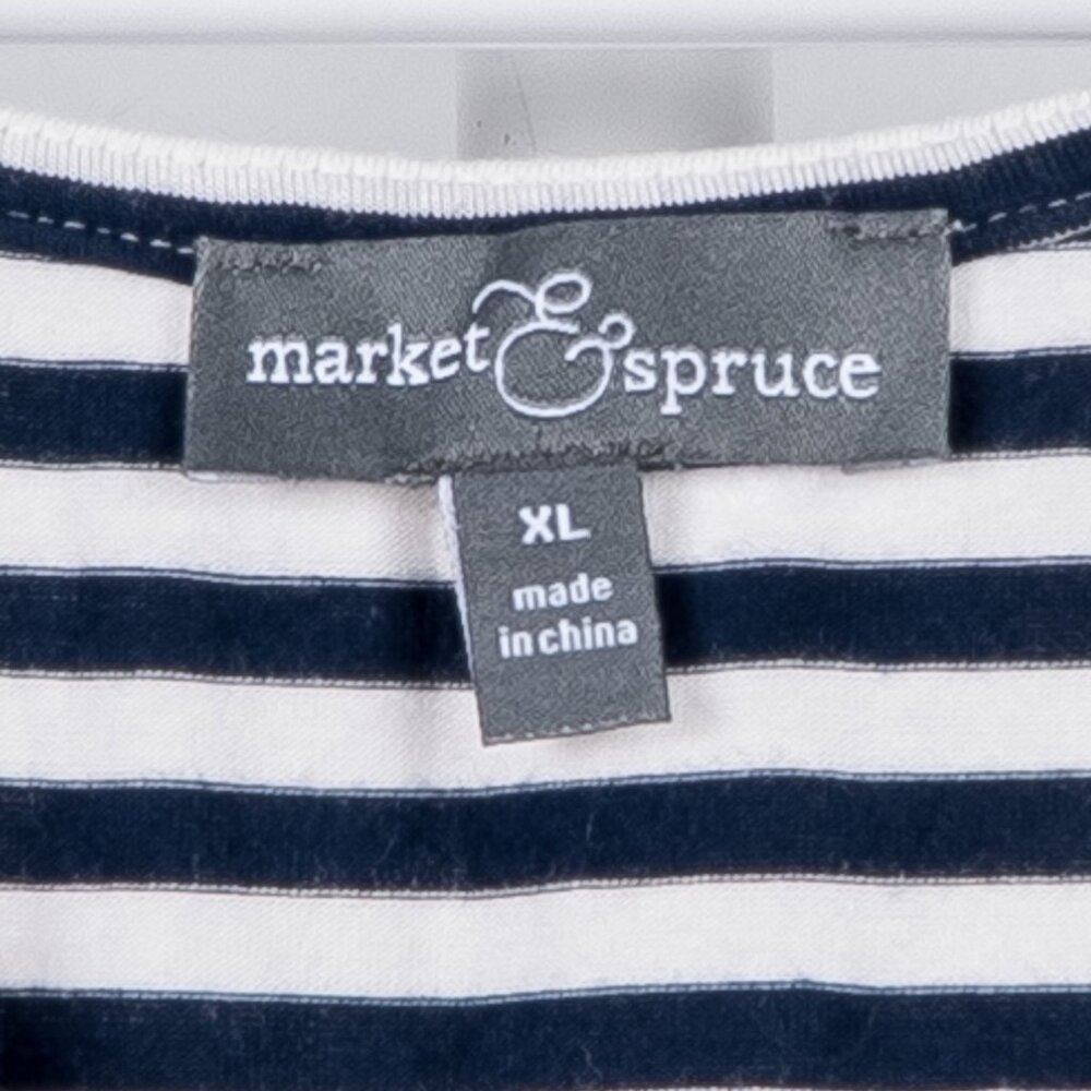 Market & Spruce Summer Dress XL Womens Striped White Blue Diagonals Sleeveless - Picture 5 of 7